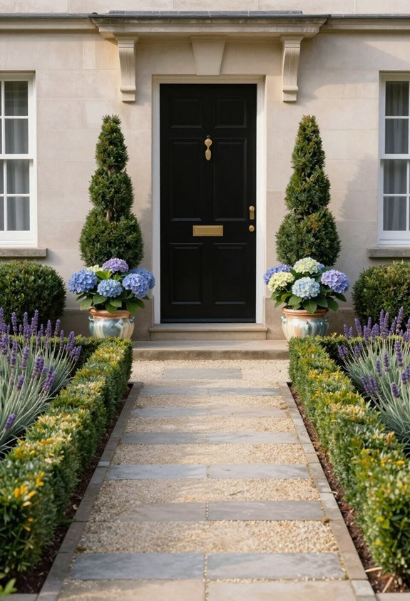symmetrical plantings enhance pathways