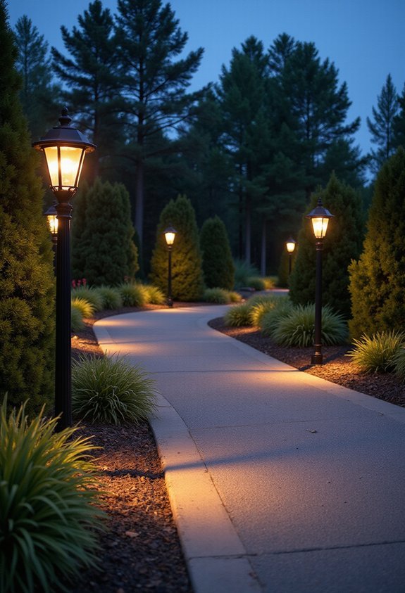 symmetrical strategic lighting enhances driveway aesthetics