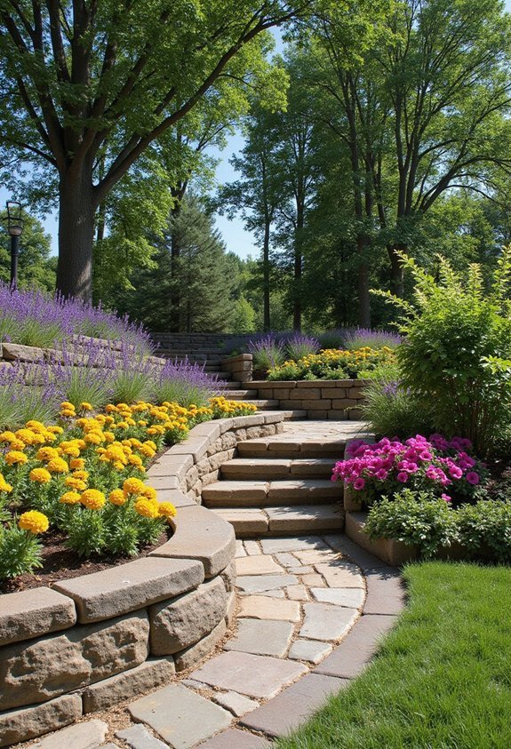 terraced flower garden landscaping solutions