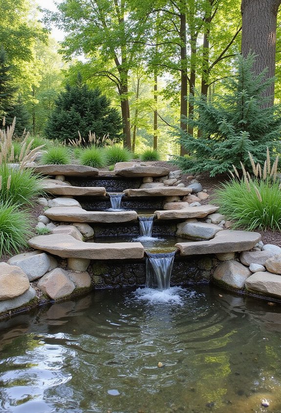 terraced front yard pond design