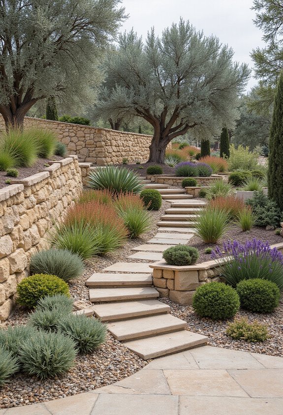 terraced sloped drought resistant multi level