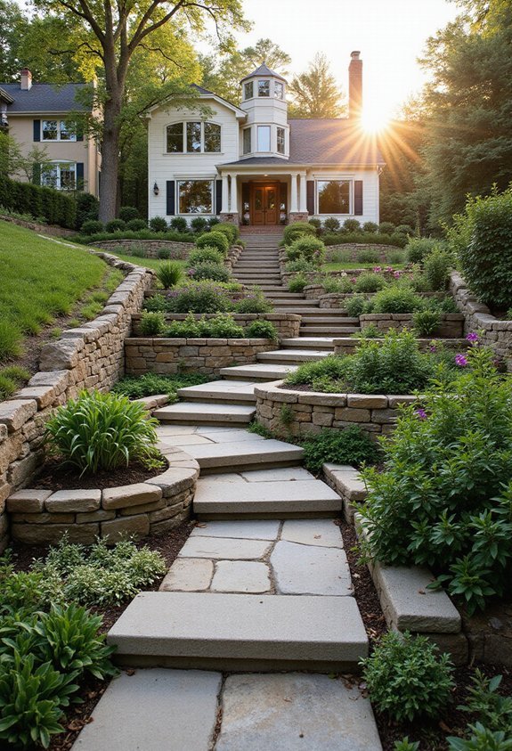 terraced sloped garden sections
