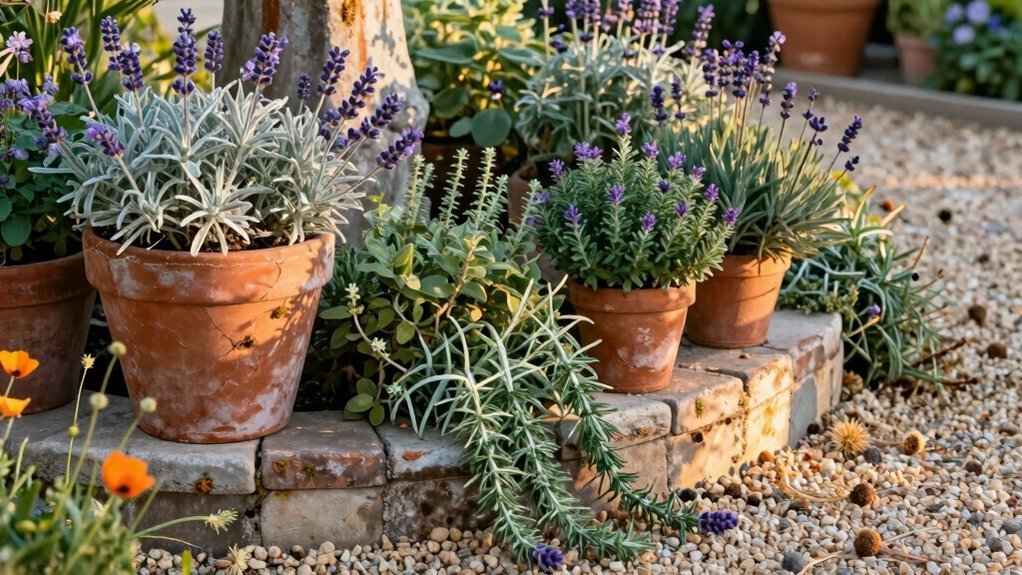terracotta pots with lavender