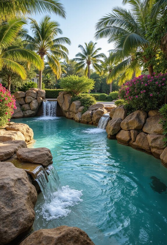 tropical lagoon with natural stone features