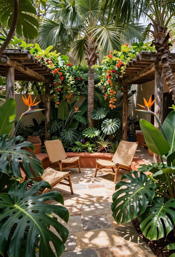 tropical paradise with lush greenery