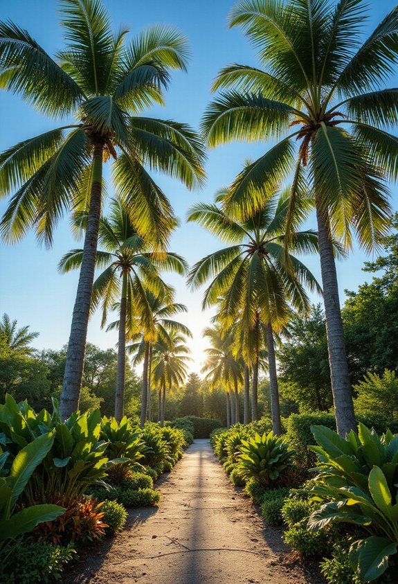 tropical paradise with towering palms