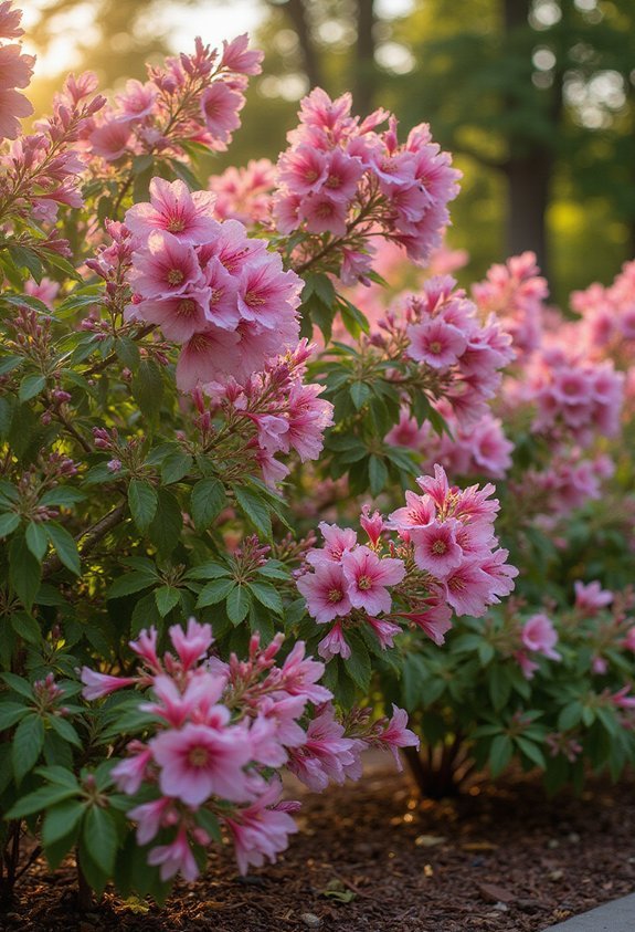 trumpet shaped hummingbird attracting spring blooming weigela