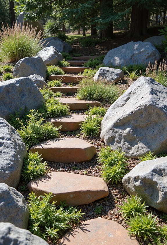 understated natural mountain style rock gardens