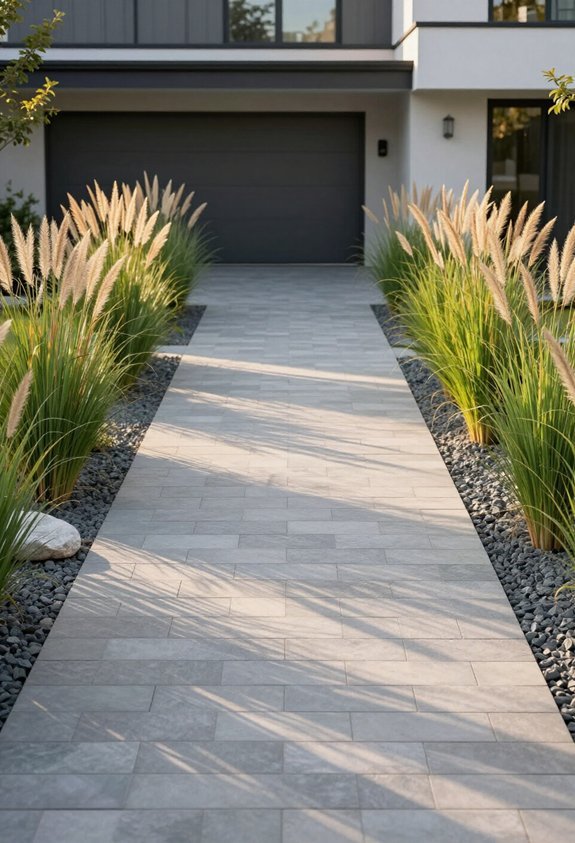 uniform grasses enhance driveways