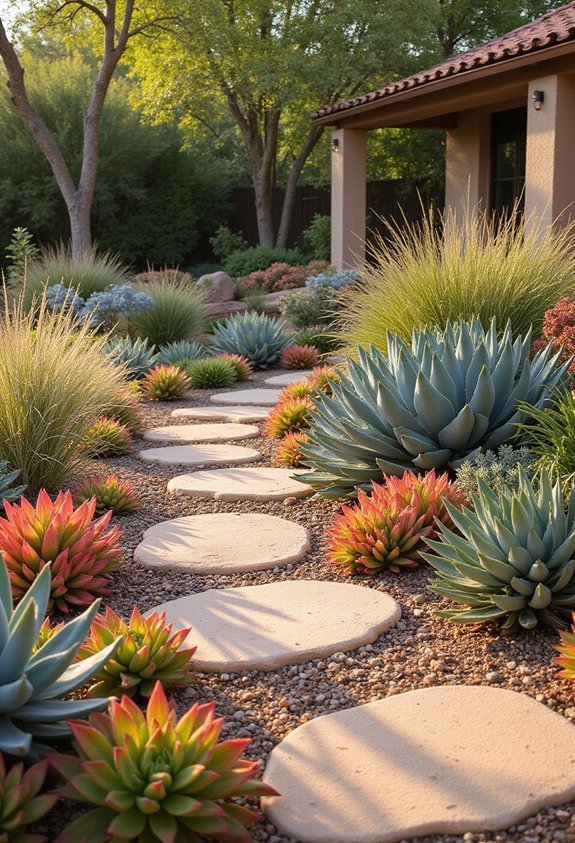 vibrant textural focal succulent garden