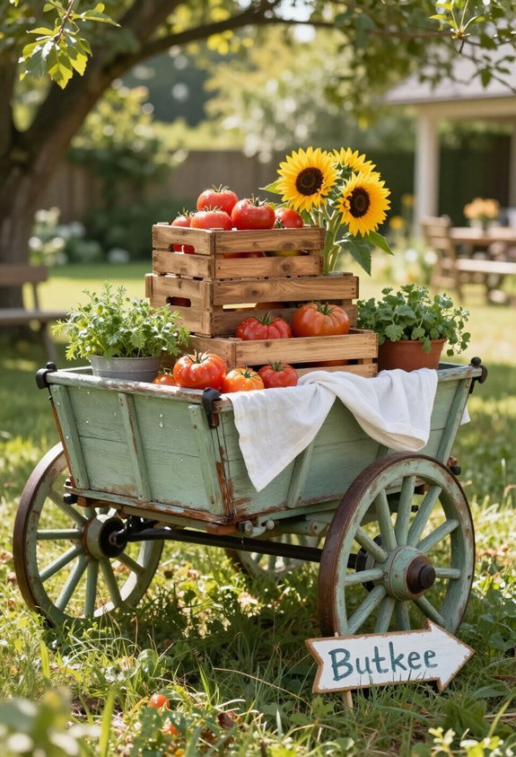 vintage carts as displays