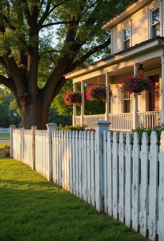 weathered white picket fence aesthetic