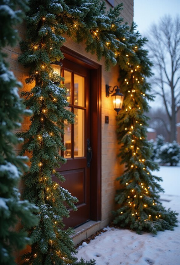 welcoming festive illuminated garland entrance