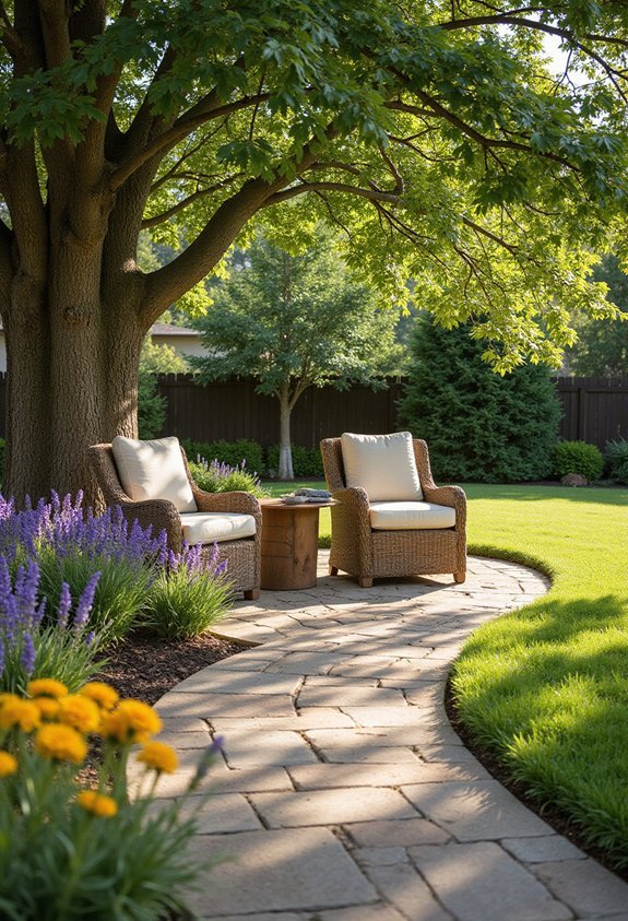 welcoming front yard seating space