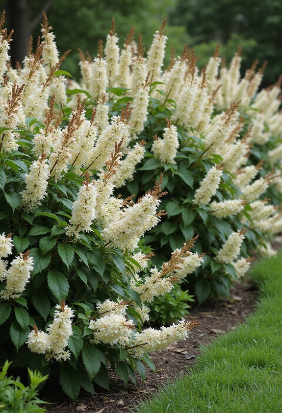 white flowers peeling bark