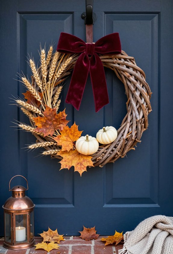 wooden wreath with velvet