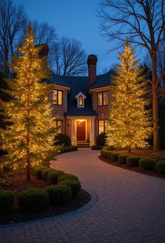 wrapped trees and shrubs highlight