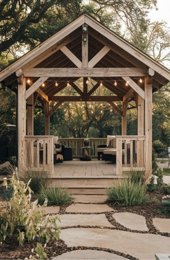 Charming Farmhouse-Style Gazebo Bar