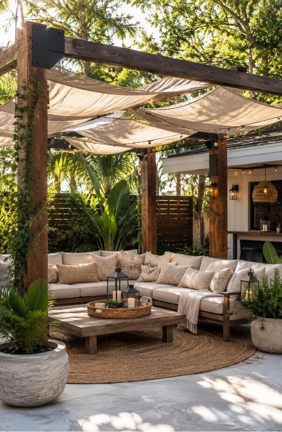 Fabric Shade Sail Pergolas