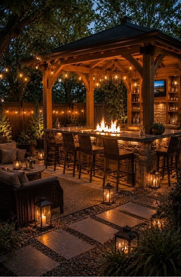 Fire Pit Gazebo Bar