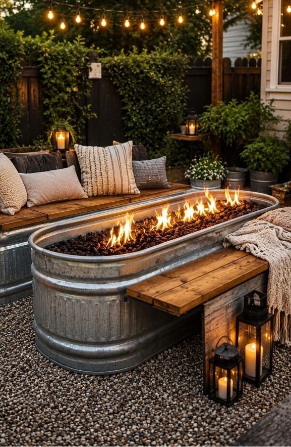 Galvanized Trough With Built-In Seating