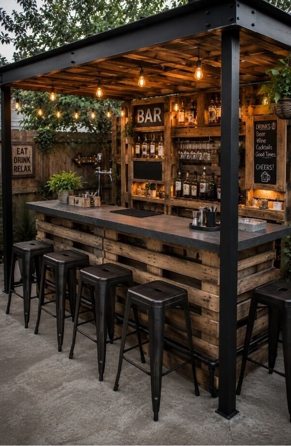 Industrial Pallet Gazebo Bar