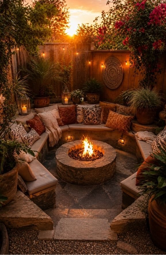 Intimate Sunken Fire Pit for Small Patios