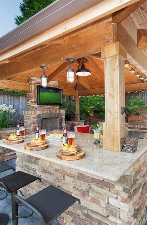 Mediterranean Stone Gazebo Bar