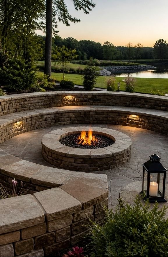 Natural Stone Tiered Fire Pit