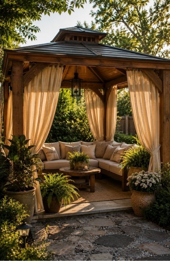 Retractable Curtain Shelter for Privacy and Sun Control