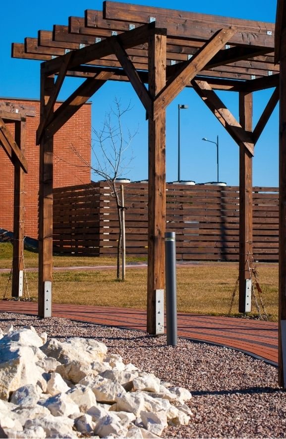 Rustic Cedar Pergolas With Metal Roofing