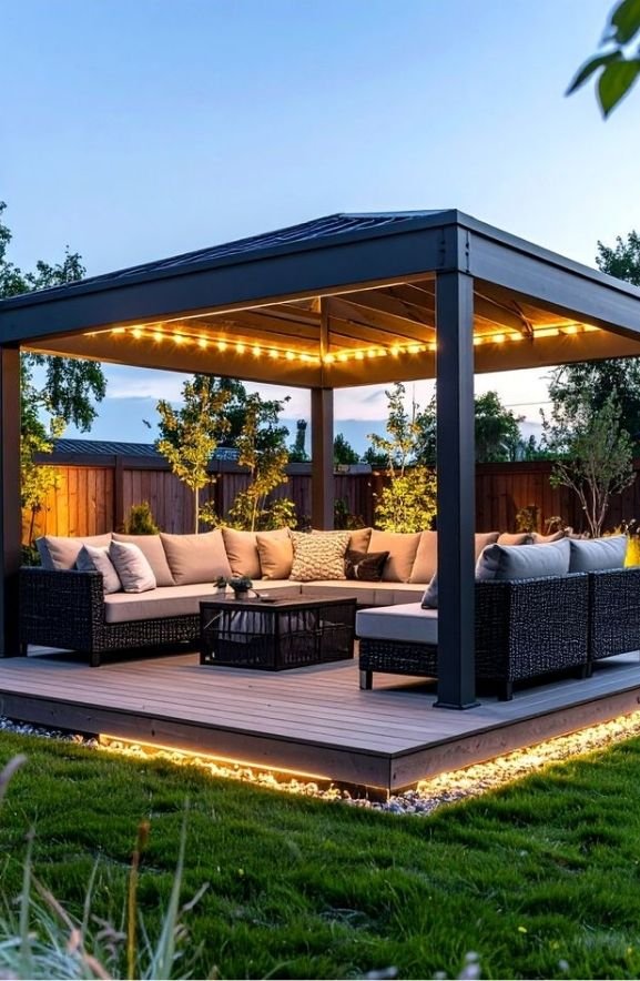 Sleek Black Metal Gazebo Bar