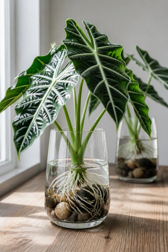 alocasias thrive in water