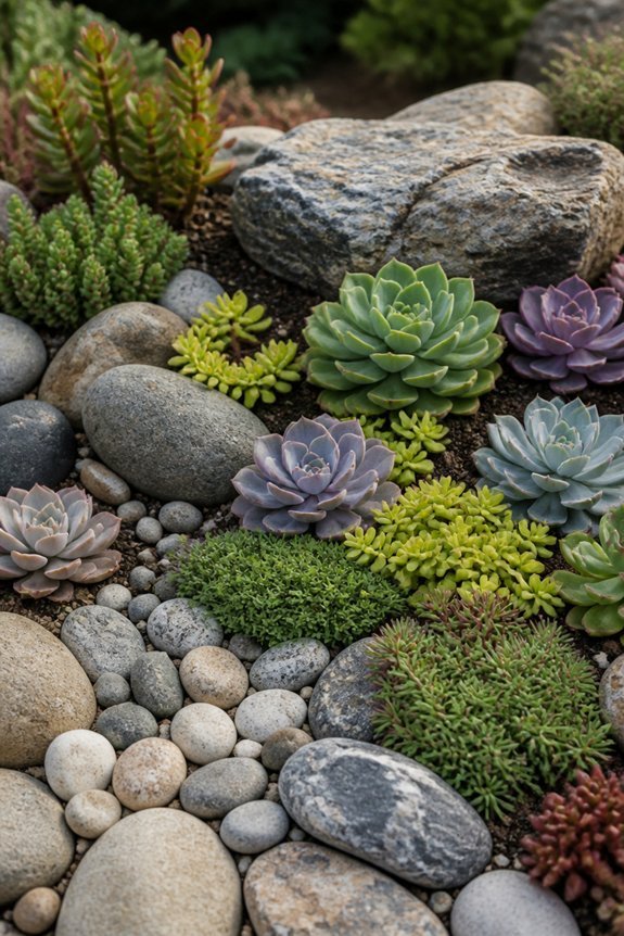 alpine garden with succulents