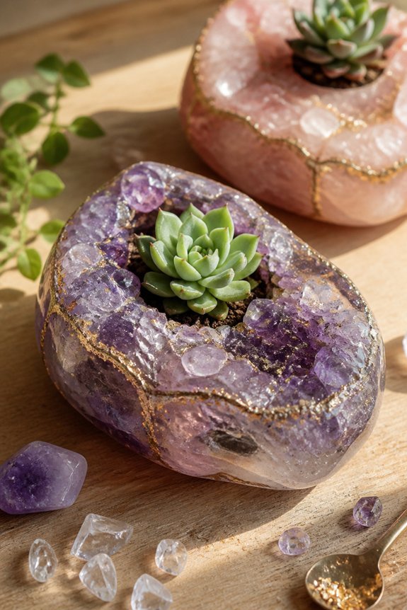 artisan geode inspired succulent planters