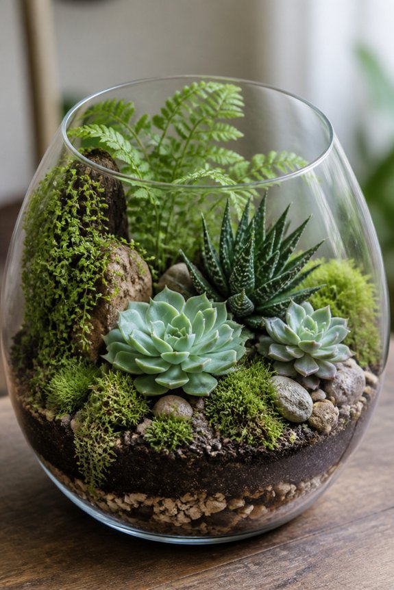balanced ecosystem in terrariums