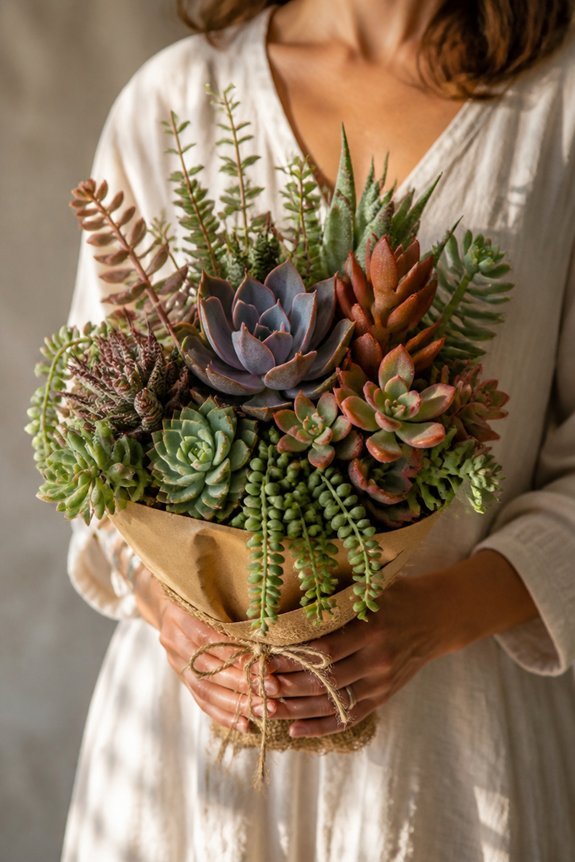 bold colorful succulent arrangement