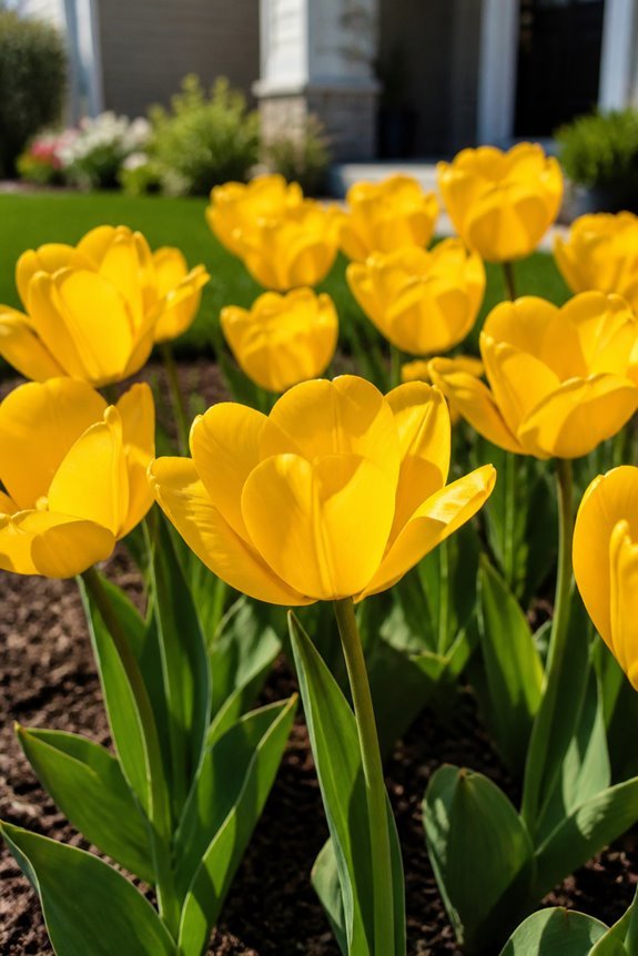 bright yellow tulip clusters