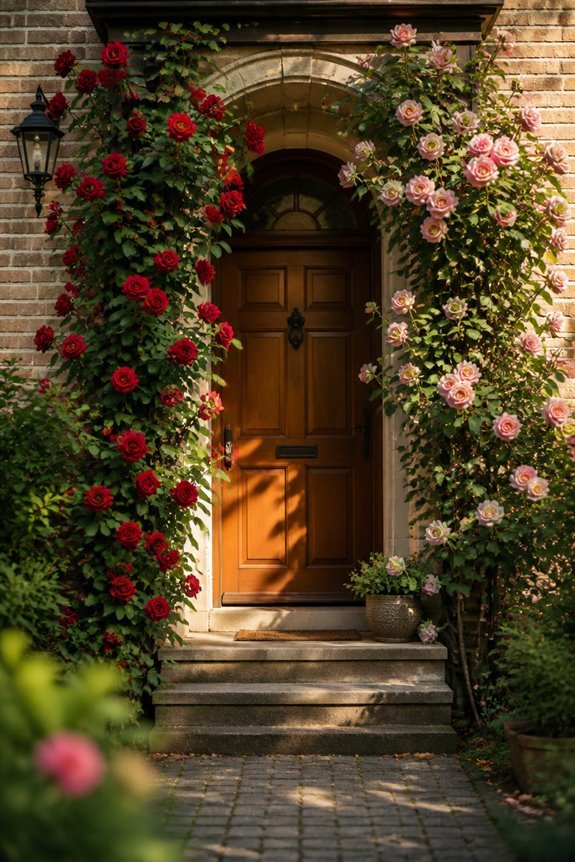 charming climbing roses entrance