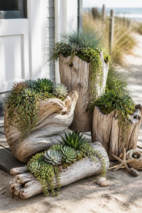 coastal charm with driftwood