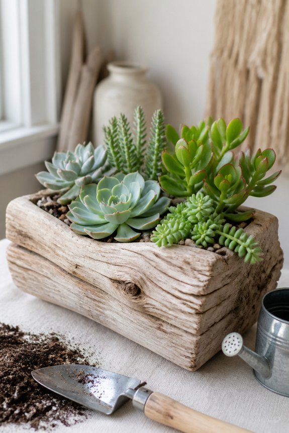 coastal driftwood succulent planters