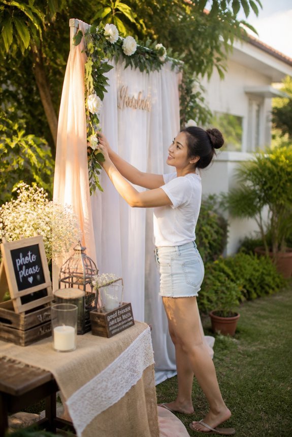 colorful backdrop with props