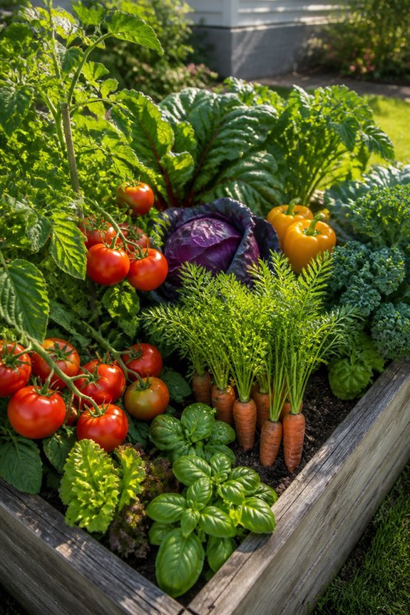 colorful raised vegetable beds