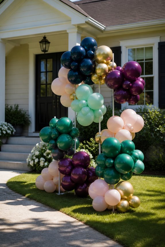colorful tiered balloon display