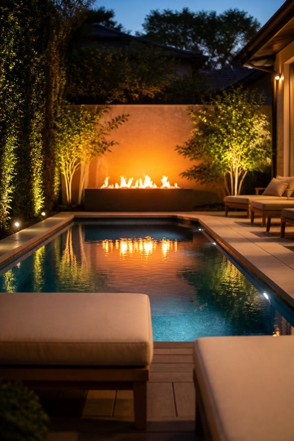 cozy fire lit water oasis