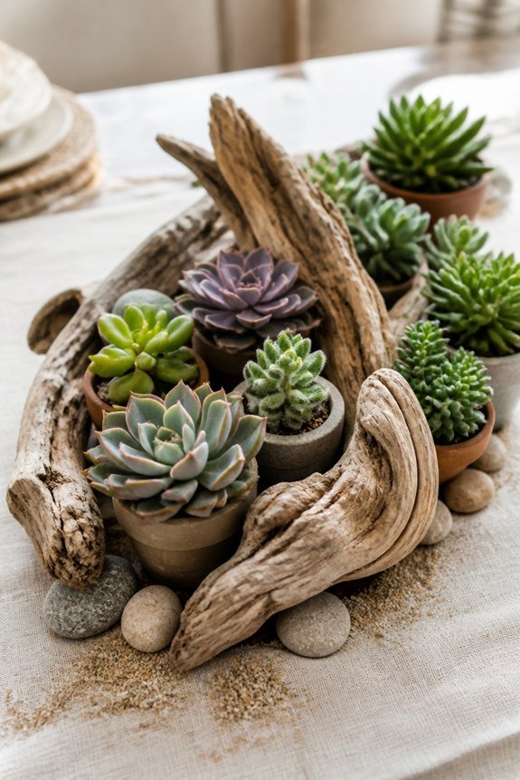 driftwood succulent centerpiece design