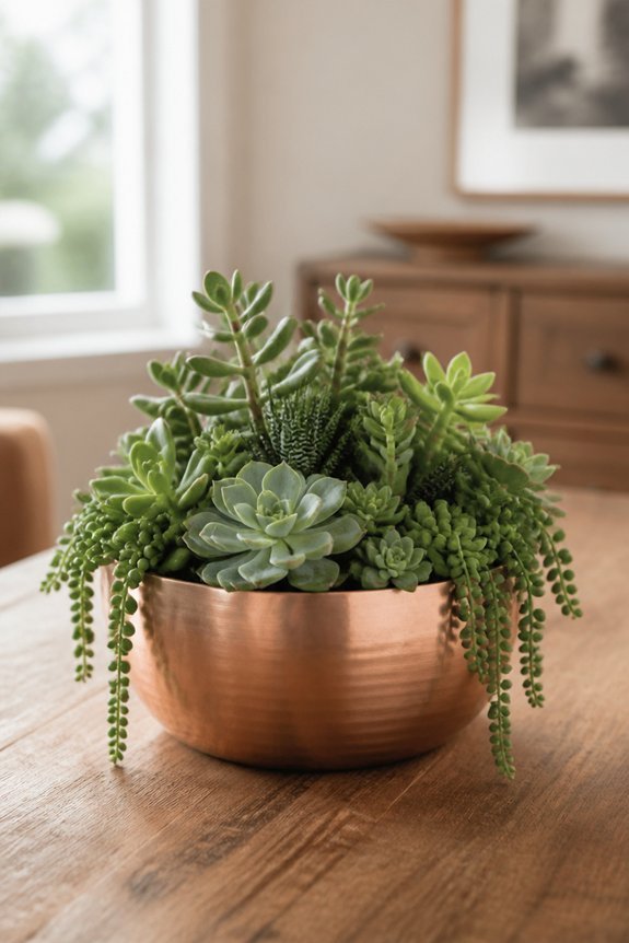 elegant copper green centerpiece