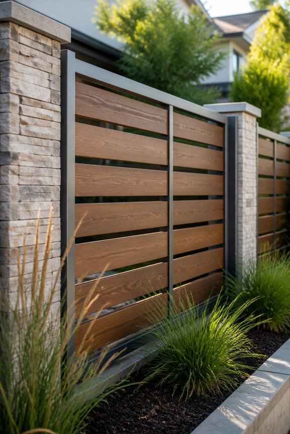 elegant mixed material fencing design