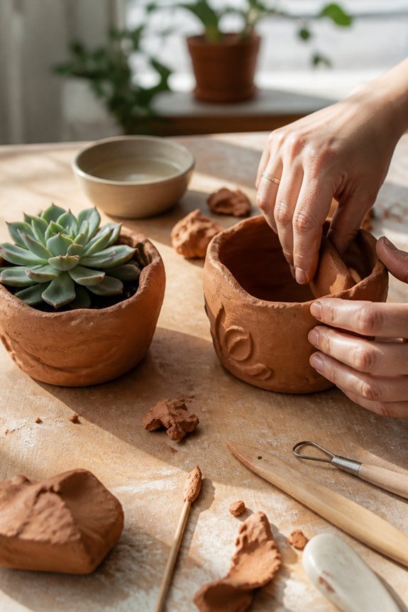 handcrafted air dry planters