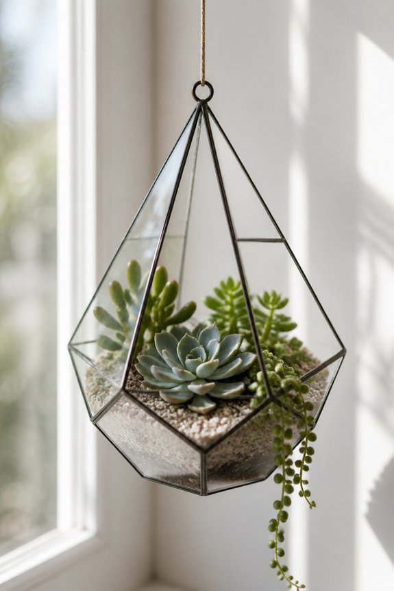 hanging succulents for space saving